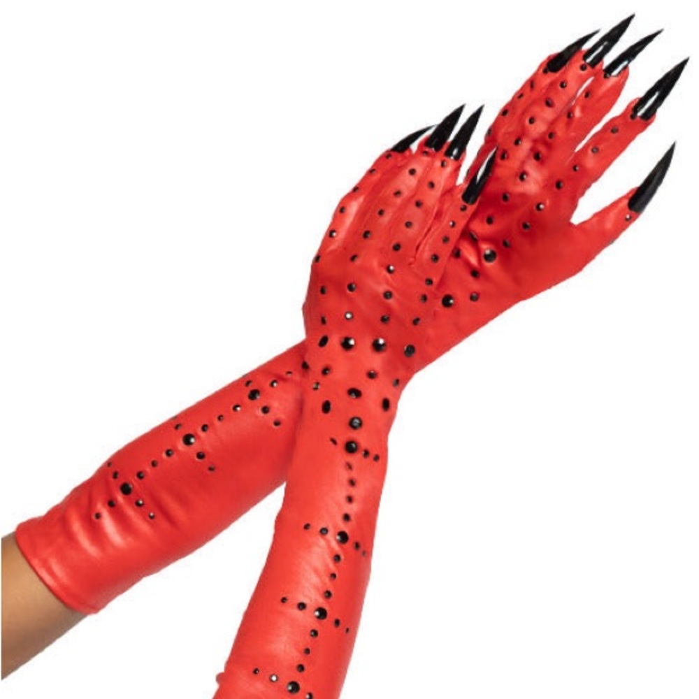 Rhinestone Demon Claw Gloves